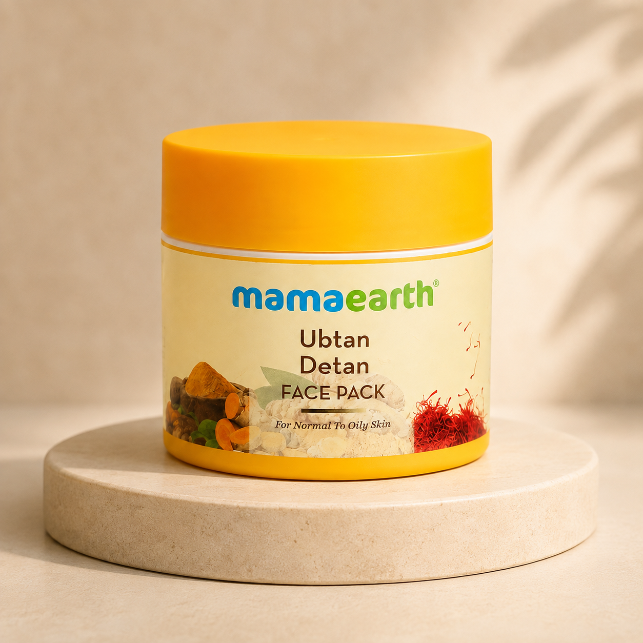 Mamaearth Ubtan De-Tan Face Pack 100g | Turmeric & Saffron Face Pack for Normal to Oily Skin | Made in India
